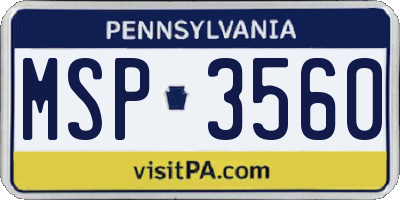 PA license plate MSP3560