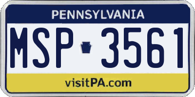 PA license plate MSP3561