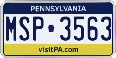 PA license plate MSP3563