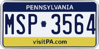 PA license plate MSP3564