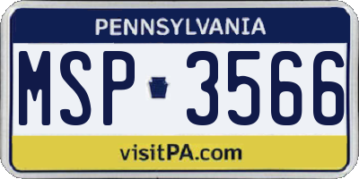 PA license plate MSP3566