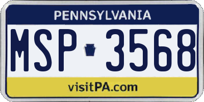 PA license plate MSP3568