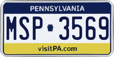 PA license plate MSP3569
