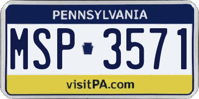 PA license plate MSP3571