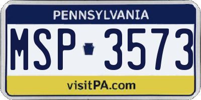 PA license plate MSP3573