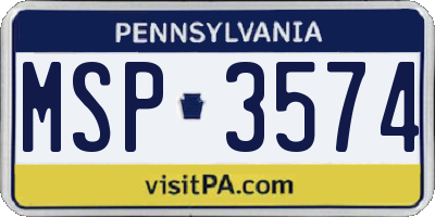 PA license plate MSP3574