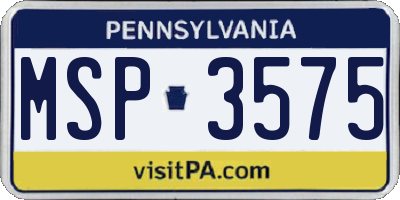 PA license plate MSP3575