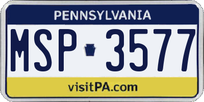 PA license plate MSP3577