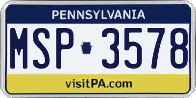 PA license plate MSP3578