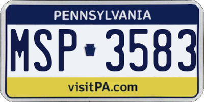 PA license plate MSP3583