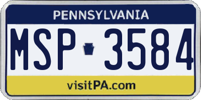 PA license plate MSP3584