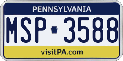 PA license plate MSP3588