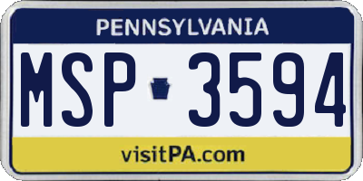 PA license plate MSP3594