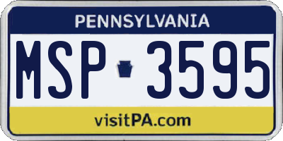 PA license plate MSP3595