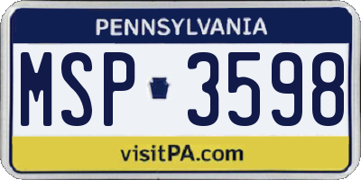PA license plate MSP3598