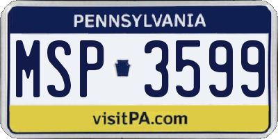 PA license plate MSP3599