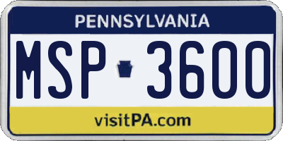 PA license plate MSP3600