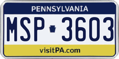 PA license plate MSP3603