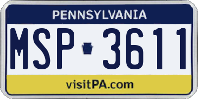 PA license plate MSP3611