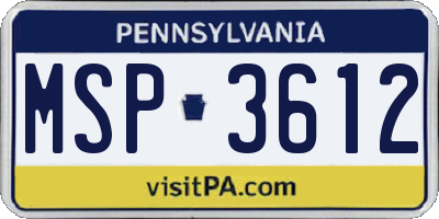 PA license plate MSP3612