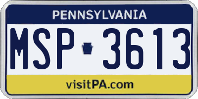 PA license plate MSP3613