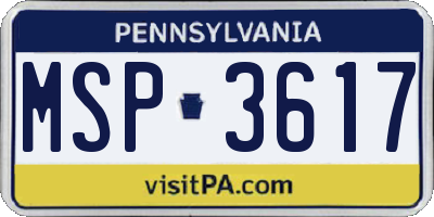 PA license plate MSP3617