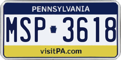 PA license plate MSP3618