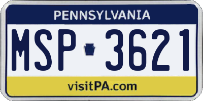 PA license plate MSP3621