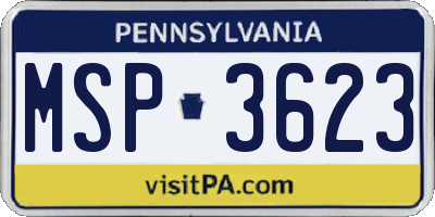 PA license plate MSP3623