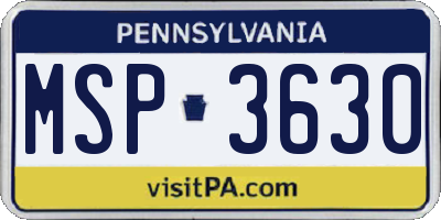 PA license plate MSP3630