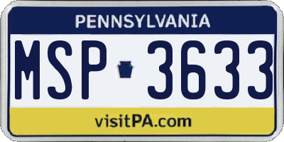 PA license plate MSP3633