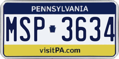 PA license plate MSP3634