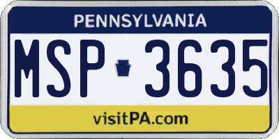PA license plate MSP3635
