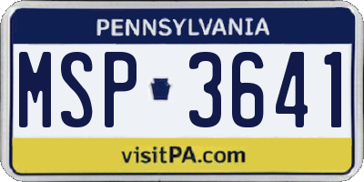 PA license plate MSP3641