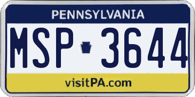PA license plate MSP3644