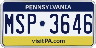 PA license plate MSP3646