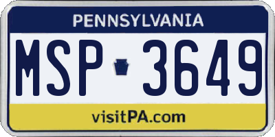 PA license plate MSP3649
