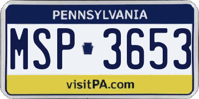PA license plate MSP3653