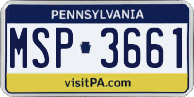 PA license plate MSP3661