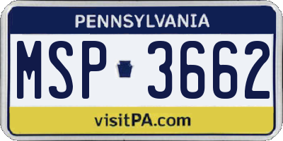PA license plate MSP3662