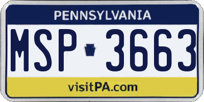 PA license plate MSP3663