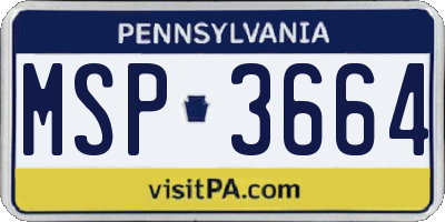 PA license plate MSP3664