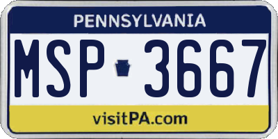 PA license plate MSP3667