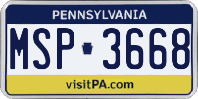 PA license plate MSP3668