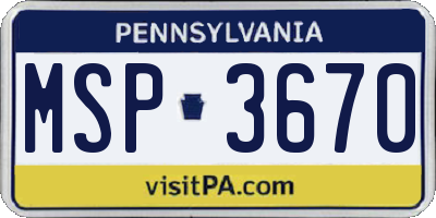 PA license plate MSP3670