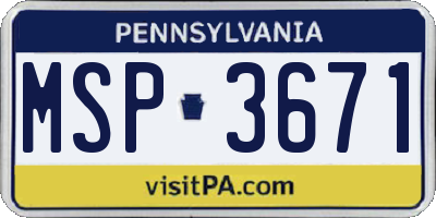 PA license plate MSP3671