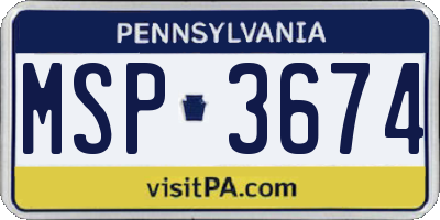 PA license plate MSP3674