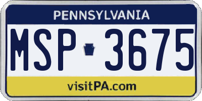 PA license plate MSP3675