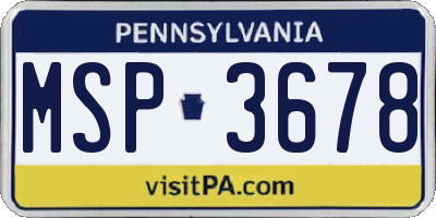 PA license plate MSP3678