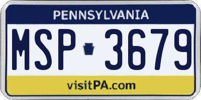 PA license plate MSP3679